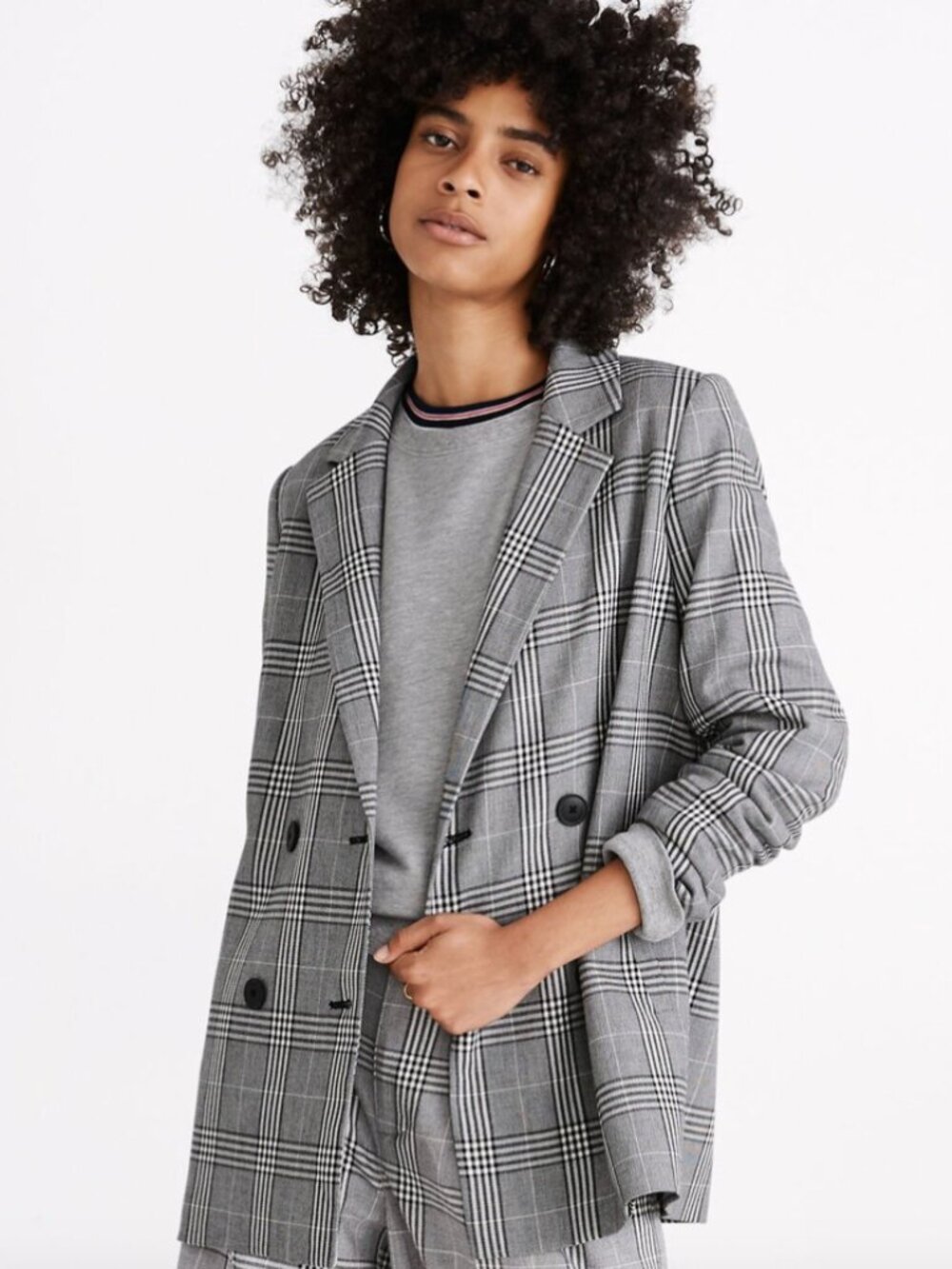 Madewell Caldwell Double-Breasted Blazer in Plaid Size S